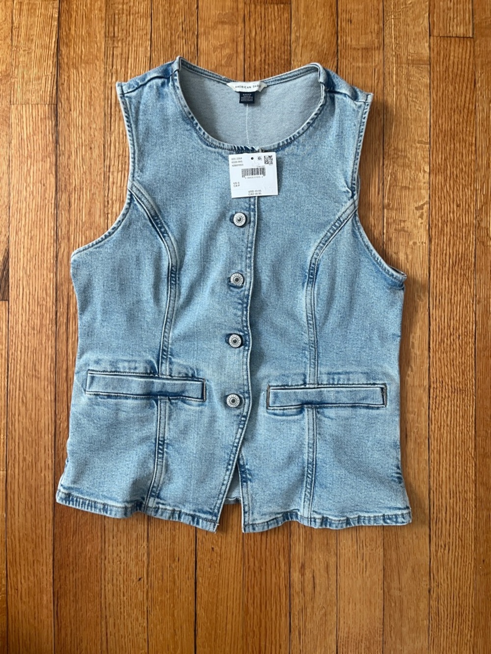 Light Wash Denim Button-Front Vest - NWT